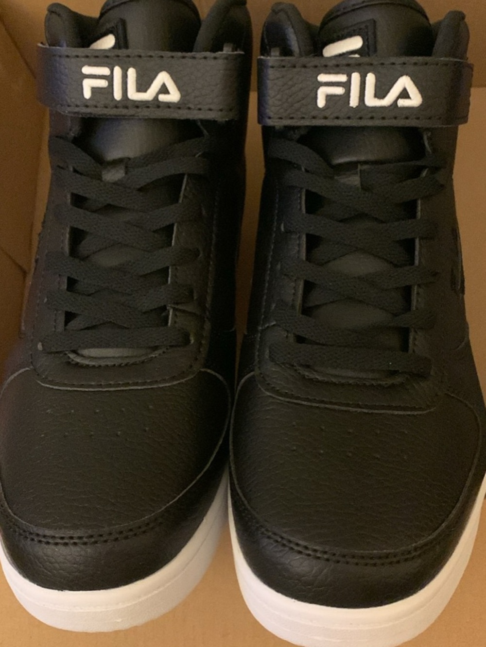 FILA Black High-Top Sneakers with White Sole and Logo Strap size 10.5